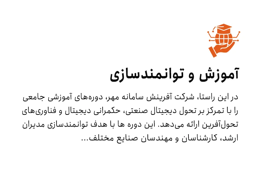 توانمندسازی و آموزش تحول دیجیتال صنعتی – دوره‌های آموزشی برای مدیران و کارشناسان صنایع با تمرکز بر حکمرانی دیجیتال و فناوری‌های نوآورانه